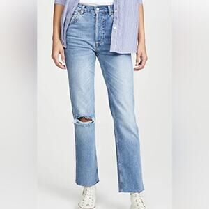 Boyish Dempsey High Rise Button Fly Distressed Raw Hem Denim Jeans Size 24